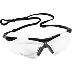 KleenGuard - Clear Lenses, Frameless Safety Glasses - Anti-Fog, Scratch Resistant, Black Nylon Frame, Size Universal, Wrap Around - Americas Industrial Supply