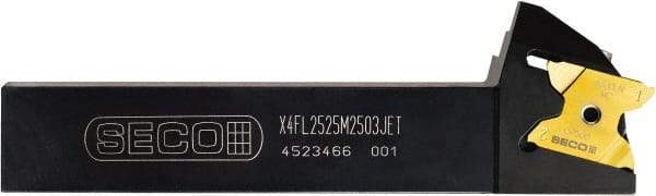 Seco - X4FL 1002503DJET, External, Left Hand, 0.169" Max Depth of Cut, 0.047" Min Groove Width, Indexable Grooving Tool Holder - X4GK25..L Insert Compatibility, 1" Shank Height, 1" Shank Width, 6" OAL, Through Coolant - Americas Industrial Supply
