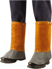 Steiner - Men's 6 General Purpose Spats - 11" High, Plain Toe, Leather Upper, Brown, Steel Spring Frame - Americas Industrial Supply