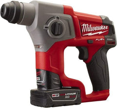 Milwaukee Tool - 12 Volt SDS Plus Chuck Cordless Rotary Hammer - 0 to 6,200 BPM, 0 to 900 RPM, Reversible - Americas Industrial Supply