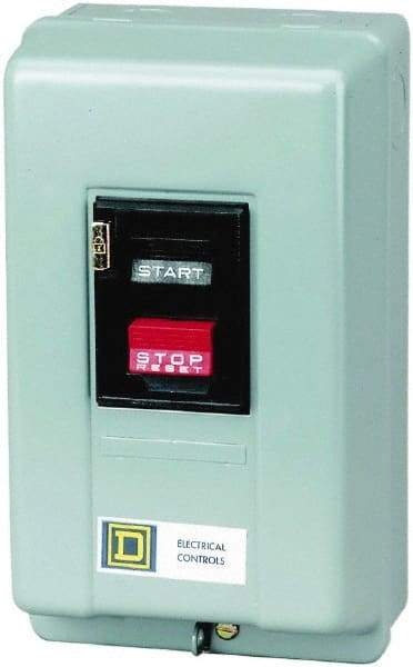 Square D - 2 Poles, 18 Amp, M-0 NEMA, Enclosed Pushbutton Manual Motor Starter - 1 hp at 115 VAC & 2 hp at 230 VAC, CSA, NEMA 1 & UL Listed - Americas Industrial Supply