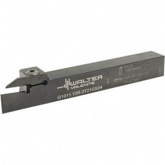 Walter - External Thread, 0.827" Max Depth of Cut, 3mm Min Groove Width, 150.01mm OAL, Right Hand Indexable Grooving Cutoff Toolholder - 19.05mm Shank Height x 19.05mm Shank Width, GX24-2E3/F3.. Insert Style, G1011 Toolholder Style - Americas Industrial Supply