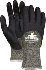 MCR Safety - Size 2XL (11), ANSI Cut Lvl 4, PVC Coated Kevlar Cut Resistant Gloves - 11" Long, Palm & Fingers Coated, Knit Wrist, Black, Paired - Americas Industrial Supply