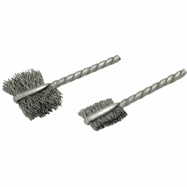 Brush Research Mfg. - 1-1/8" Diam Flat Steel Tube Brush - 0.008" Filament Diam, 5/8" Brush Length, 2-1/4" OAL, Steel Shank - Americas Industrial Supply