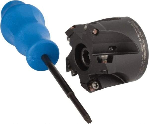 Kennametal - 2" Cut Diam, 0.059" Max Depth, 3/4" Arbor Hole, 5 Inserts, XD 09 Insert Style, Indexable Copy Face Mill - C7792VXD09-A2.00Z05R Cutter Style, 1.574" High, Through Coolant, Series 7792 - Americas Industrial Supply