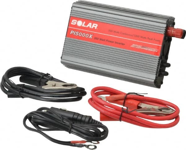 Solar - 2 Connection, 12 VDC Input, 120 VAC Output, 1,000 Peak Wattage, Power Inverter - 500 Watt Continuous Output Power - Americas Industrial Supply