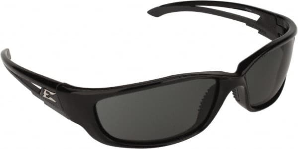 Edge Eyewear - Smoke Lenses, Framed Safety Glasses - Scratch Resistant, Black Nylon TR90 Frame, Size Universal, Wrap Around - Americas Industrial Supply