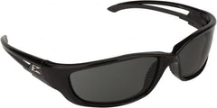 Edge Eyewear - Smoke Lenses, Framed Safety Glasses - Scratch Resistant, Black Nylon TR90 Frame, Size Universal, Wrap Around - Americas Industrial Supply