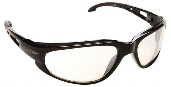 Edge Eyewear - Indoor/Outdoor Mirror Lenses, Framed Safety Glasses - Scratch Resistant, Black Nylon TR90 Frame, Size Universal, Wrap Around - Americas Industrial Supply