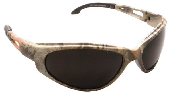 Edge Eyewear - Smoke Lenses, Framed Safety Glasses - Scratch Resistant, Camouflage Nylon TR90 Frame, Size Universal, Wrap Around - Americas Industrial Supply