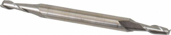 Cleveland - 1/8", 3/8" LOC, 3/16" Shank Diam, 2-1/4" OAL, 2 Flute, High Speed Steel Square End Mill - Double End, Uncoated, Spiral Flute, 30° Helix, Centercutting, Right Hand Cut, Right Hand Flute, Series HMD-2 - Americas Industrial Supply