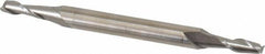 Cleveland - 1/8", 3/8" LOC, 3/16" Shank Diam, 2-1/4" OAL, 2 Flute, High Speed Steel Square End Mill - Double End, Uncoated, Spiral Flute, 30° Helix, Centercutting, Right Hand Cut, Right Hand Flute, Series HMD-2 - Americas Industrial Supply