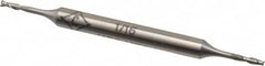 Cleveland - 1/16", 7/32" LOC, 3/16" Shank Diam, 2-1/2" OAL, 2 Flute, High Speed Steel Square End Mill - Double End, Uncoated, Spiral Flute, 30° Helix, Centercutting, Right Hand Cut, Right Hand Flute, Series HMD-2 - Americas Industrial Supply