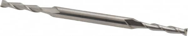 Cleveland - 1/8", 3/4" LOC, 3/16" Shank Diam, 3-1/8" OAL, 2 Flute, High Speed Steel Square End Mill - Double End, Uncoated, Spiral Flute, 30° Helix, Centercutting, Right Hand Cut, Right Hand Flute, Series HMD-2 - Americas Industrial Supply