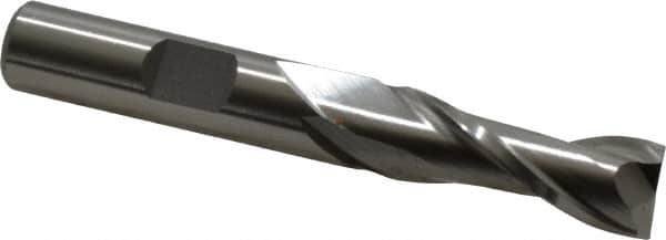Cleveland - 25/64", 13/16" LOC, 3/8" Shank Diam, 2-11/16" OAL, 2 Flute, Cobalt Square End Mill - Single End, Uncoated, Spiral Flute, 30° Helix, Centercutting, Right Hand Cut, Right Hand Flute, Series HGC-2 - Americas Industrial Supply