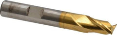 Cleveland - 3/8", 9/16" LOC, 3/8" Shank Diam, 2-1/2" OAL, 2 Flute, Cobalt Square End Mill - Single End, TiN Finish, Spiral Flute, 30° Helix, Centercutting, Right Hand Cut, Right Hand Flute, Series HGC-2 - Americas Industrial Supply
