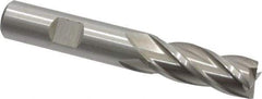 Cleveland - 1/2", 1-1/4" LOC, 1/2" Shank Diam, 3-1/4" OAL, 4 Flute, High Speed Steel Square End Mill - Single End, Uncoated, Spiral Flute, 30° Helix, Centercutting, Right Hand Cut, Right Hand Flute, Series HG-4C - Americas Industrial Supply
