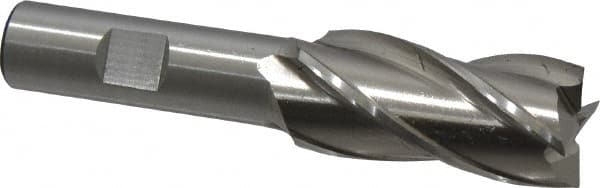 Cleveland - 7/8", 1-7/8" LOC, 5/8" Shank Diam, 4" OAL, 4 Flute, High Speed Steel Square End Mill - Single End, Uncoated, Spiral Flute, 30° Helix, Centercutting, Right Hand Cut, Right Hand Flute, Series HG-4C - Americas Industrial Supply