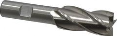 Cleveland - 7/8", 1-7/8" LOC, 5/8" Shank Diam, 4" OAL, 4 Flute, High Speed Steel Square End Mill - Single End, Uncoated, Spiral Flute, 30° Helix, Centercutting, Right Hand Cut, Right Hand Flute, Series HG-4C - Americas Industrial Supply