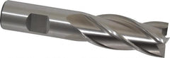 Cleveland - 7/8", 1-7/8" LOC, 3/4" Shank Diam, 4-1/8" OAL, 4 Flute, High Speed Steel Square End Mill - Single End, Uncoated, Spiral Flute, 30° Helix, Centercutting, Right Hand Cut, Right Hand Flute, Series HG-4C - Americas Industrial Supply