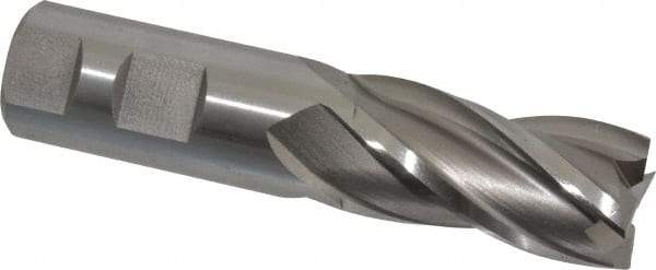 Cleveland - 1", 2" LOC, 1" Shank Diam, 4-1/2" OAL, 4 Flute, High Speed Steel Square End Mill - Single End, Uncoated, Spiral Flute, 30° Helix, Centercutting, Right Hand Cut, Right Hand Flute, Series HG-4C - Americas Industrial Supply