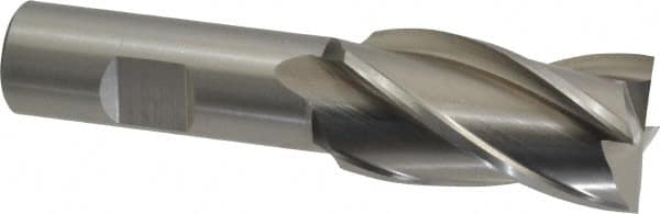 Cleveland - 1", 1-7/8" LOC, 3/4" Shank Diam, 4-1/8" OAL, 4 Flute, High Speed Steel Square End Mill - Single End, Uncoated, Spiral Flute, 30° Helix, Centercutting, Right Hand Cut, Right Hand Flute, Series HG-4C - Americas Industrial Supply