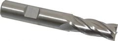Cleveland - 15/32", 1-1/4" LOC, 1/2" Shank Diam, 3-1/4" OAL, 4 Flute, High Speed Steel Square End Mill - Single End, Uncoated, Spiral Flute, 30° Helix, Centercutting, Right Hand Cut, Right Hand Flute, Series HG-4C - Americas Industrial Supply