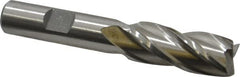 Cleveland - 19/32", 1-3/8" LOC, 1/2" Shank Diam, 3-3/8" OAL, 4 Flute, High Speed Steel Square End Mill - Single End, Uncoated, Spiral Flute, 30° Helix, Centercutting, Right Hand Cut, Right Hand Flute, Series HG-4C - Americas Industrial Supply