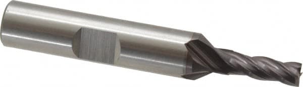 Cleveland - 3/16", 1/2" LOC, 3/8" Shank Diam, 2-3/8" OAL, 4 Flute, High Speed Steel Square End Mill - Single End, TiCN Finish, Spiral Flute, 30° Helix, Centercutting, Right Hand Cut, Right Hand Flute, Series HG-4C - Americas Industrial Supply