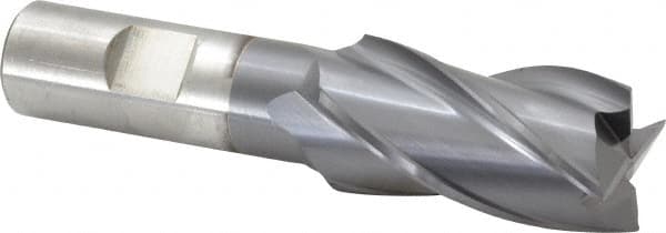 Cleveland - 1", 1-7/8" LOC, 3/4" Shank Diam, 4-1/8" OAL, 4 Flute, High Speed Steel Square End Mill - Single End, TiCN Finish, Spiral Flute, 30° Helix, Centercutting, Right Hand Cut, Right Hand Flute, Series HG-4C - Americas Industrial Supply