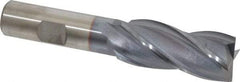 Cleveland - 13/16", 1-7/8" LOC, 5/8" Shank Diam, 4" OAL, 4 Flute, High Speed Steel Square End Mill - Single End, TiCN Finish, Spiral Flute, 30° Helix, Centercutting, Right Hand Cut, Right Hand Flute, Series HG-4C - Americas Industrial Supply