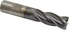 Cleveland - 25/32", 1-7/8" LOC, 3/4" Shank Diam, 4-1/8" OAL, 4 Flute, High Speed Steel Square End Mill - Single End, TiCN Finish, Spiral Flute, 30° Helix, Centercutting, Right Hand Cut, Right Hand Flute, Series HG-4C - Americas Industrial Supply