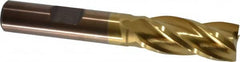 Cleveland - 7/16", 1" LOC, 3/8" Shank Diam, 2-11/16" OAL, 4 Flute, High Speed Steel Square End Mill - Single End, TiN Finish, Spiral Flute, 30° Helix, Centercutting, Right Hand Cut, Right Hand Flute, Series HG-4C - Americas Industrial Supply