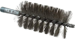 Schaefer Brush - 4-1/2" Brush Length, 2-1/2" Diam, Double Stem, Single Spiral Tube Brush - 7-1/4" Long, Stainless Steel, 1/4" NPSM Male Connection - Americas Industrial Supply