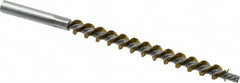 Schaefer Brush - 4" Brush Length, 3/8" Diam, Double Stem, Single Spiral Tube Brush - 6-1/4" Long, Brass, 12-24 Female Connection - Americas Industrial Supply