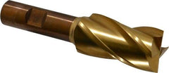 Cleveland - 1", 1-7/8" LOC, 5/8" Shank Diam, 4" OAL, 4 Flute, High Speed Steel Square End Mill - Single End, TiN Finish, Spiral Flute, 30° Helix, Centercutting, Right Hand Cut, Right Hand Flute, Series HG-4C - Americas Industrial Supply