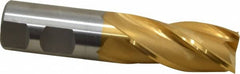 Cleveland - 1", 2" LOC, 1" Shank Diam, 4-1/2" OAL, 4 Flute, High Speed Steel Square End Mill - Single End, TiN Finish, Spiral Flute, 30° Helix, Centercutting, Right Hand Cut, Right Hand Flute, Series HG-4C - Americas Industrial Supply