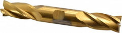 Cleveland - 7/8", 1-7/8" LOC, 7/8" Shank Diam, 6-1/8" OAL, 4 Flute, High Speed Steel Square End Mill - Double End, TiN Finish, Spiral Flute, 30° Helix, Right Hand Cut, Right Hand Flute, Series HD-4 - Americas Industrial Supply