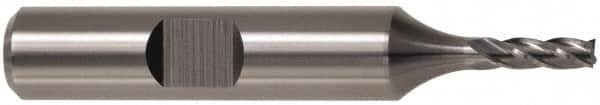 Cleveland - 7/8", 1-7/8" LOC, 5/8" Shank Diam, 4" OAL, 4 Flute, High Speed Steel Square End Mill - Single End, TiN Finish, Spiral Flute, 30° Helix, Centercutting, Right Hand Cut, Right Hand Flute, Series HG-4C - Americas Industrial Supply