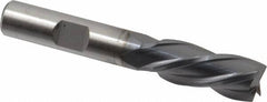 Cleveland - 7/16", 1" LOC, 3/8" Shank Diam, 2-11/16" OAL, 4 Flute, High Speed Steel Square End Mill - Single End, TiCN Finish, Spiral Flute, 30° Helix, Left Hand Cut, Left Hand Flute, Series HG-4LL - Americas Industrial Supply