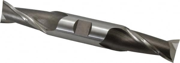 Cleveland - 13/16", 1-9/16" LOC, 7/8" Shank Diam, 6-1/8" OAL, 2 Flute, High Speed Steel Square End Mill - Double End, Uncoated, Spiral Flute, 30° Helix, Centercutting, Right Hand Cut, Right Hand Flute, Series HD-2 - Americas Industrial Supply