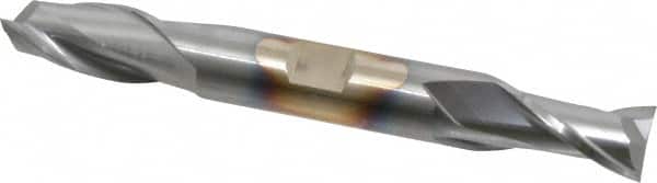 Cleveland - 1/2", 13/16" LOC, 1/2" Shank Diam, 4-1/8" OAL, 2 Flute, High Speed Steel Square End Mill - Double End, TiCN Finish, Spiral Flute, 30° Helix, Centercutting, Right Hand Cut, Right Hand Flute, Series HD-2 - Americas Industrial Supply