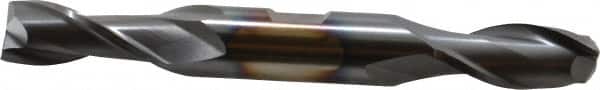 Cleveland - 9/16", 1-1/8" LOC, 5/8" Shank Diam, 5" OAL, 2 Flute, High Speed Steel Square End Mill - Double End, TiCN Finish, Spiral Flute, 30° Helix, Centercutting, Right Hand Cut, Right Hand Flute, Series HD-2 - Americas Industrial Supply
