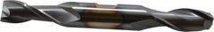 Cleveland - 9/16", 1-1/8" LOC, 5/8" Shank Diam, 5" OAL, 2 Flute, High Speed Steel Square End Mill - Double End, TiCN Finish, Spiral Flute, 30° Helix, Centercutting, Right Hand Cut, Right Hand Flute, Series HD-2 - Americas Industrial Supply