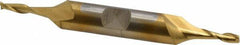 Cleveland - 1/8", 3/8" LOC, 3/8" Shank Diam, 3-1/16" OAL, 2 Flute, High Speed Steel Square End Mill - Double End, TiN Finish, Spiral Flute, 30° Helix, Centercutting, Right Hand Cut, Right Hand Flute, Series HD-2 - Americas Industrial Supply