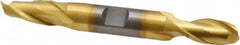 Cleveland - 7/16", 13/16" LOC, 1/2" Shank Diam, 4-1/8" OAL, 2 Flute, High Speed Steel Square End Mill - Double End, TiN Finish, Spiral Flute, 30° Helix, Centercutting, Right Hand Cut, Right Hand Flute, Series HD-2 - Americas Industrial Supply