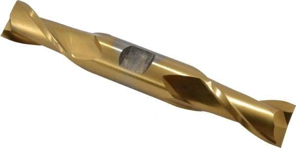 Cleveland - 3/4", 1-5/16" LOC, 3/4" Shank Diam, 5-5/8" OAL, 2 Flute, High Speed Steel Square End Mill - Double End, TiN Finish, Spiral Flute, 30° Helix, Centercutting, Right Hand Cut, Right Hand Flute, Series HD-2 - Americas Industrial Supply