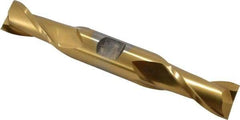 Cleveland - 3/4", 1-5/16" LOC, 3/4" Shank Diam, 5-5/8" OAL, 2 Flute, High Speed Steel Square End Mill - Double End, TiN Finish, Spiral Flute, 30° Helix, Centercutting, Right Hand Cut, Right Hand Flute, Series HD-2 - Americas Industrial Supply