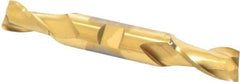 Cleveland - 11/16", 1-5/16" LOC, 3/4" Shank Diam, 5-5/8" OAL, 2 Flute, High Speed Steel Square End Mill - Double End, TiN Finish, Spiral Flute, 30° Helix, Centercutting, Right Hand Cut, Right Hand Flute, Series HD-2 - Americas Industrial Supply
