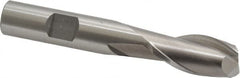 Cleveland - 9/16", 1-1/8" LOC, 1/2" Shank Diam, 3-3/8" OAL, 2 Flute, High Speed Steel Square End Mill - Single End, Uncoated, Spiral Flute, 30° Helix, Centercutting, Right Hand Cut, Right Hand Flute, Series HG-2 - Americas Industrial Supply